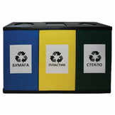 Урна металлическая для раздельного сбора мусора, 3 бака по 80 литров, оцинкованная