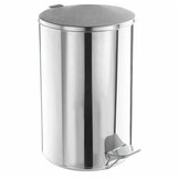 Ведро для мусора с педалью, УСИЛЕННОЕ, ТИТАН, 20 литров, кольцо под мешок, нержавеющая сталь, хром