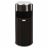 Урна с пепельницей 27 литров, нержавеющая сталь, черная, LAIMA PROFESSIONAL